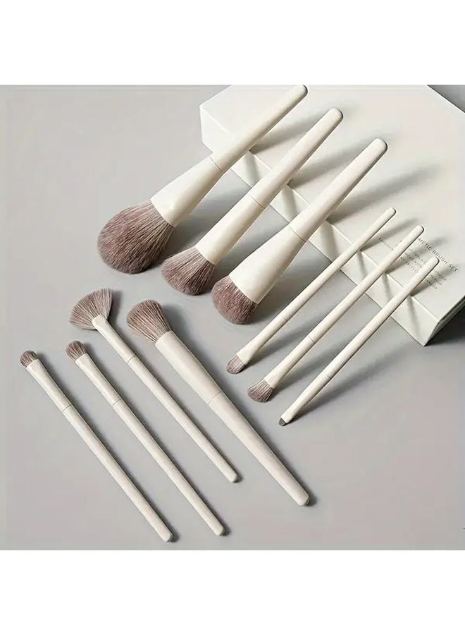 10pcs Apricot And Brown Makeup Brush Set Powder Blush Contour Foundation Eyeshadow - Image 4